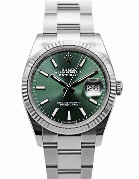 rolex datejust mint green 36|Rolex Datejust 36 fluted bezel.